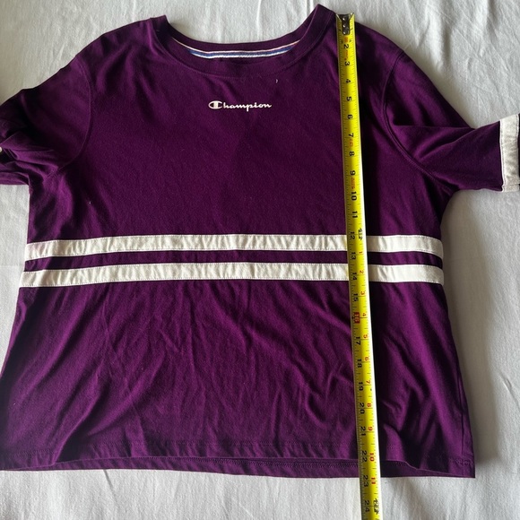 Champion Deep Purple Crewneck with White Stripes - Picture 8 of 9